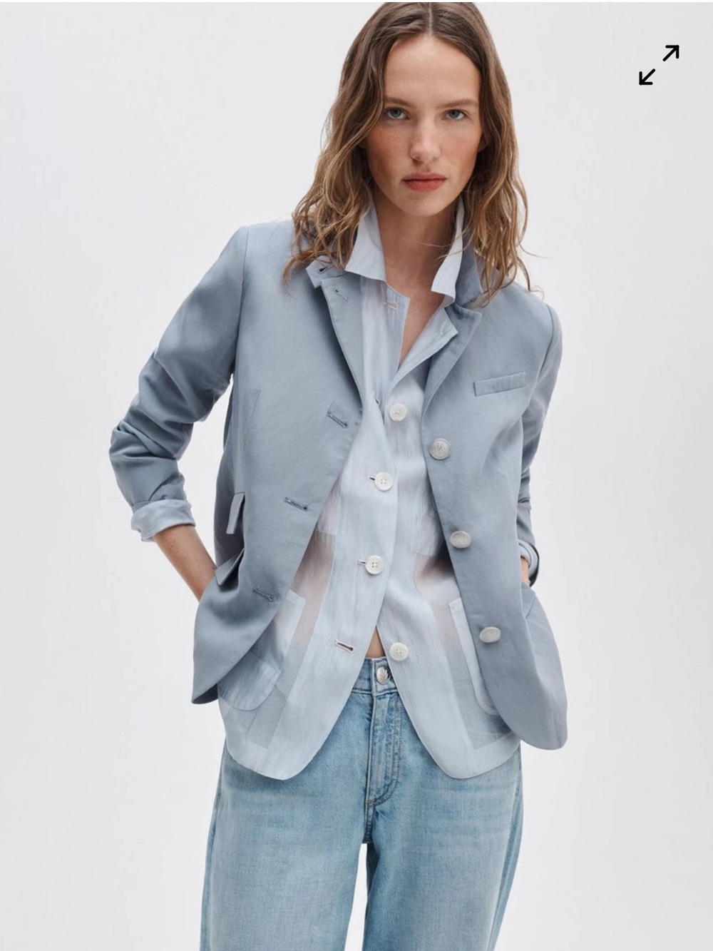 NEW RAG & BONE slade linen blazer in blue . Size 12